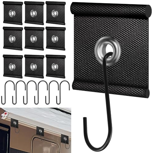 HavaCue 10 Stück Kederöse für Kederschien mit 6 Stk Kederleisten Haken, 5/6mm - 7/8mm Kederhaken Kederöse, Haken Kederschiene, Kederleiste Zubehör, RV Markisenhaken für Wohnmobil, Wohnwagen, Camping