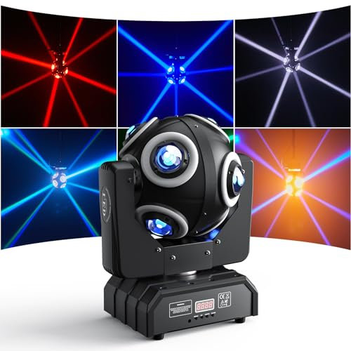 150W Haz de Luz Cabeza Móvil, 8 LED RGBW con Apertura de Oro Y-eje de Rotación Infinita Moving Head para Fiesta Discoteca Escenario DJ Concierto Bar