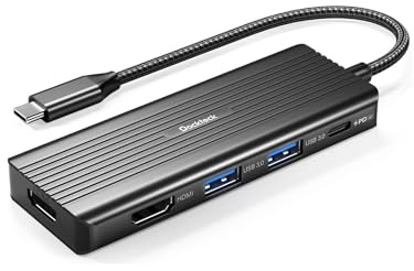 USB C to HDMI, Dual Monitor Adapter, Dockteck 5 in 1 Hub with 2 HDMI 4K, 2 USB 3.0, PD 100W Charging, USB C to MultiPort Adapter for Dell, HP, MacBook and Type C Devices