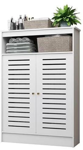 Gabinete con estantes con rejilla y cubierta de radiador blanco, gabinete decorativo for calefacción de sala de estar, gabinete organizador de madera, gabinete organizador de almacenamiento con cubier