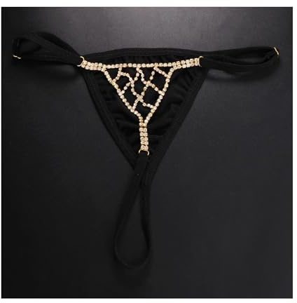 XAoSCd Charm Kette Strass Höschen Mesh Höschen Frauen Strass Strings Körper Kette Rave Taille Tanga Body Unterwäsche Club Party,B