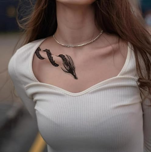 Temporary Tattoos Stickers Fake Tattoos Realistic Chinese Style Dragon Clavicle Simulation Semi-Permanent Lasting 2 Weeks Herbal Men And Women Waterproof