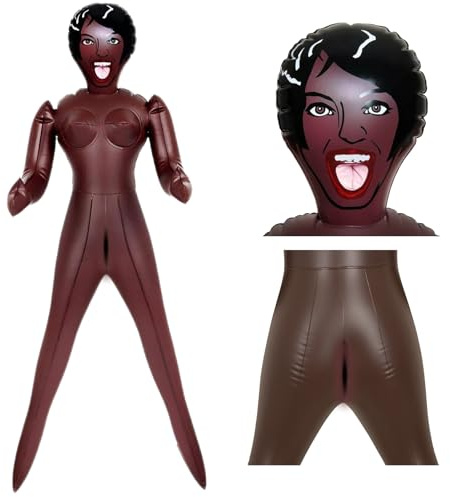 Sadodo Black Aufblasbare Frau PVC 155 cm,Puppen Sexy Women Gadget | Erotik Scherzartikel JGA Requisiten Party Dekoration Puppe Liebespuppen für Männer,Dunke