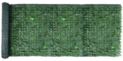 Zendea Künstliche Hecke für den Außenbereich, 150 x 300 cm, mit Blättern Lauro aus PVC und Schattiernetz – Sichtschutz für Gartenzaun, Geländer für Balkon