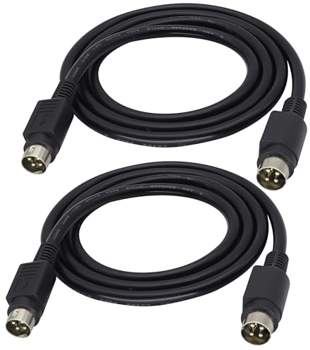 HCFeng Mini 4 Pin DIN Cable, 4 Pin Male to Male Adapter Extension Cable Mini Din 4Pin S Video Cable Male to Male Connector for DVRs and DIN Sound Connectors [1M/ 3.3FT-2pack]