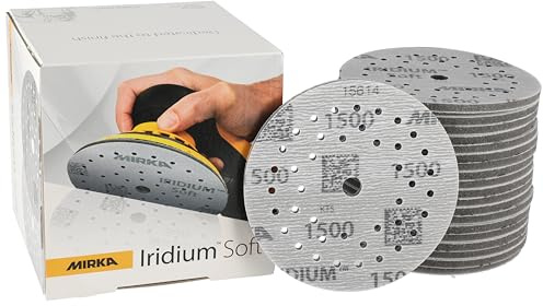 Mirka sanding discs Iridium Soft Ø 125 mm grit P1500 Hook & Loop 20 pcs | Foam-Based Abrasive Discs For Precise Dry Sanding Clear Lacquer Finish Automotive Bodywork Repair