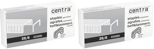Centra, 26/6 mm verzinkt Heftklammern, 5.000 Stück (Packung mit 2)