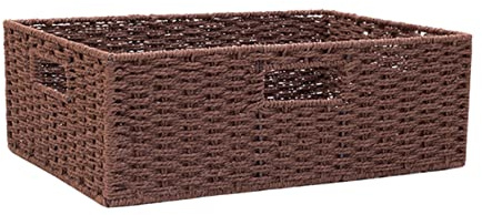 HORIALENCE Cesta De Almacenamiento De Ratán Pequeña Marrón Con Asa, Caja Tejida a Mano De Cuerda Vegetal, Multifuncional Para Ropa y Decoración Del Hogar