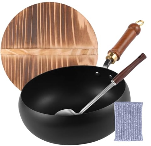 Non Stick Pan - Cast Irons Cooking Pot, Frying Pan | Irons Cooking Pot Uncoated Big Belly Frying Pans Traditional Cookware, Cast Skillet for Home Kitchen, Restaurant, Soup and Food Prep 9.45 Inches