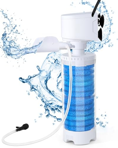 fishkeeper 6W 550 L/H Mehrstufige Filtration Aquarium Innenfilter Pumpe | 4-in-1 Multifunktion Aquarium Filter with Einstellbarer Durchfluss, Sauerstoff & Wellen, mit Filtersponge & Fischschutzgitter