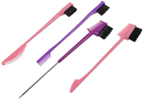 ULTECHNOVO Peines Multiusos de Doble Cabezal para Cejas y Pestañas, 4 Piezas de Nylon y Abs, Fáciles de Limpiar para Maquillaje y Festival Color Aleatorio