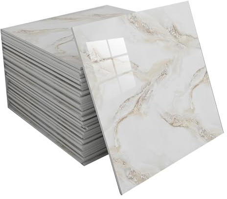 Carrelage mural adhésif imperméable imitation marbre, panneaux de sol en PVC autocollant et imperméable for salons, chambres, cuisines et bureaux(B,70 tiles)