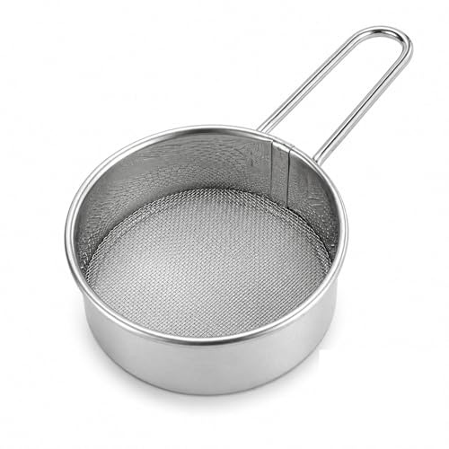 QIHAWN 304 Stainless Steel Fine Mesh Flour Sieve with Handle for Baking | 304 stainless steel sieve, fine mesh, ergonomic handle, multi-purpose, for flour icing sugar cocoa matcha tea baking kitchen