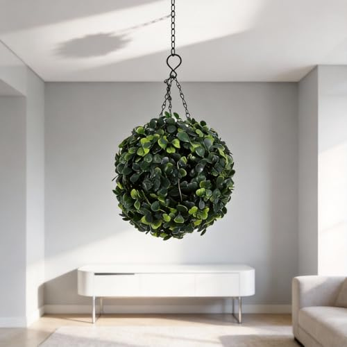 FACAIIO Luces de bola decorativas alimentadas por energía solar, resistentes a la intemperie, faroles esféricos artificiales con cadenas colgantes, decoración de jardín, boda y fiesta (verde) (21 cm