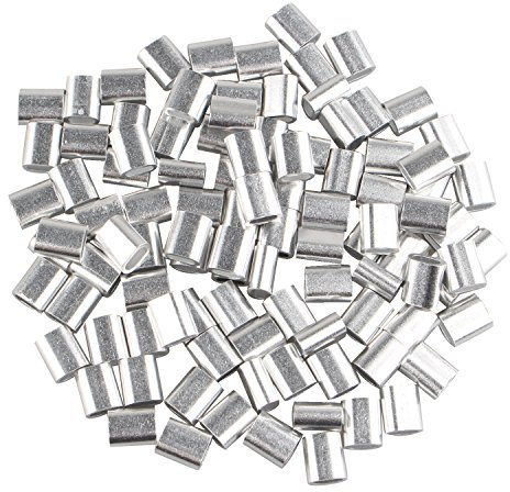 Futheda 100 Stück 2,5 mm Kabel Draht Seil Aluminium Oval geformte Ärmel Clips Crimpen Schlaufen silber Ton