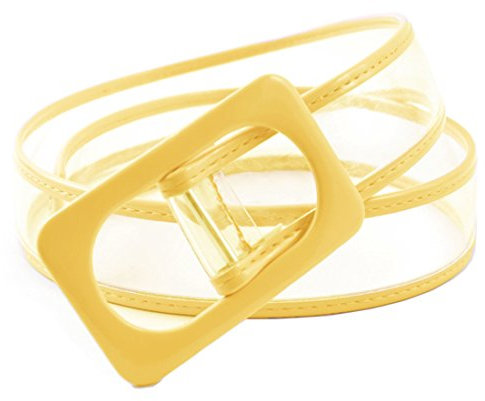 Cheerlife Damengürtel Kunststoff Transparent Breiter Gürtel quadratische Schnalle Taillengürtel Kleidgürtel Kleid Belt Dekoration Gürtel Gelb