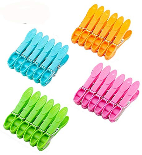 Household Air Drying Clothing Pin Set Colored Spring Clothespins for Laundry Strong Plastic Hanger Clips Pegs 24 Pack