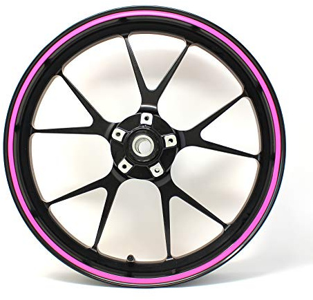 Felgenrandaufkleber Felgenrand Stripes Breite 7mm Neon mit Montagetool 16 17 18 19 Zoll Zubehör für Auto Motorrad Felgen Aufkleber (Neon Pink)