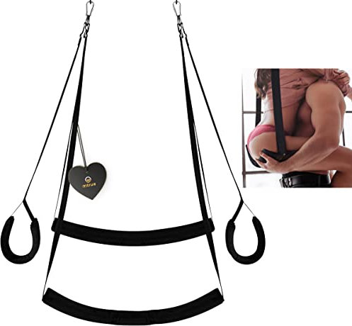 MTRUE Premium Swing, Schwarz, Sex-Schaukel für Decke und Tür, extra weich, bequem, mit Halterung