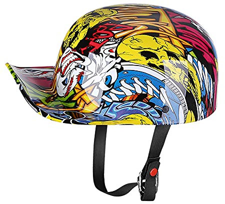 Woljay Woljay Jahrgang Jethelm Motorradhelm Retro Baseball Kappe Halbhelm Männer Frauen für Kreuzer Straße Roller Moped - DOT Certified (Painting,L)