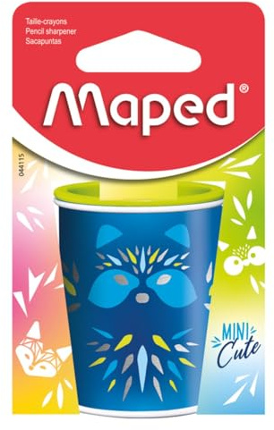 Maped - Anspitzer MINI CUTE - 2 Bleistiftgrößen - mit Sammelbox - 044115, Assorted Color, 1 Einheit