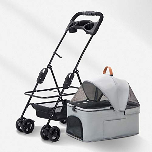 Hundewagen für mittelgroße Hunde Einfacher Einhand-Falten-Einstieg ohne Reißverschluss Haustier-Hundewagen, Premium-Haustier-Kinderwagen-Kinderwagen-Katzen-Hundewagen-Kinderwagen-Buggy mit abnehmbar