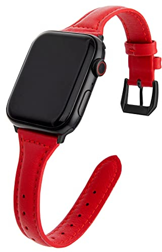 SEURE Compatible avec Apple Watch Band 38 mm 40 mm 41 mm 42 mm 44 mm 45 mm, femme homme bracelet en cuir fin pour iWatch SE série 8/7/6/5/4/3/2/1