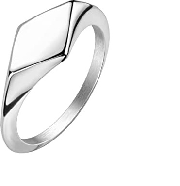 Bungsa Silberner Ring Siegelring klassisch mit Rauten-Design aus 316L Edelstahl Unisex