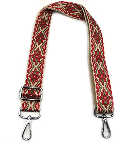 Taschengurte zum Wechseln, Verstellbarer Schulterriemen für Taschen, Rot Schultergurt Tasche Bunt mit Silber Karabiner, Umhängegurt für Taschen, Taschengurt Breit 3.8cm für Damen Taschen DIY, #8