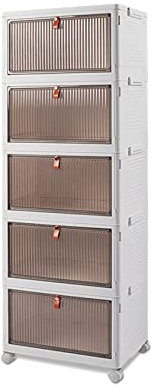 Ergocar Faltbare Aufbewahrungsbox, Kunststoff Aufbewahrungsbox mit Deckel, Stapelbare Aufbewahrungsbox Transparente mit Rollen, für Büro, Küche & Wohnzimmer