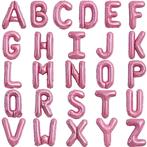 TONIFUL 52 Pièces Ballons en Mylar Lettre A-Z de 16 Pouces Rose Clair, Lettre d'Alphabet Personnalisée en Aluminium pour Décoration de Fête d'Anniversaire, de Mariage, de Graduation et Fournitures de