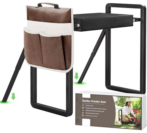 Onadak Premium Heavy Duty Garden Kneeler Seat - 4.5kg Reinforced Support Frame, Foldable Design with Storage Bag & Gift Box - Ideal Gardening Gift (Black)​