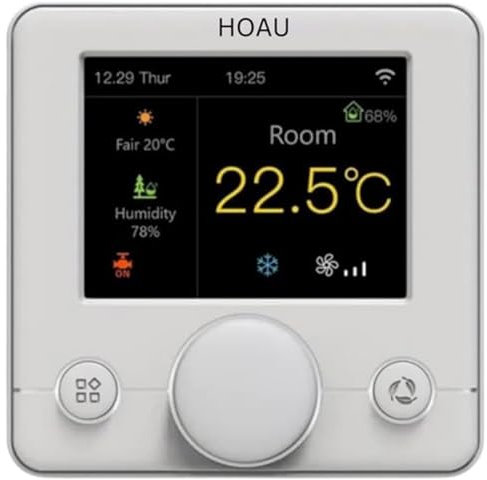 Termostato Temperatura Smart System Wifi. Sensore Temperatura - App Tuya e Smart Life, Termostato Ventilconvettore Programmazione - Schermo LCD IPS TFT, Alexa, 7 Lingue