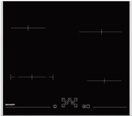 SHARP Plaque vitroceramique KH6V08FT0K, 4 foyers, zone extensible