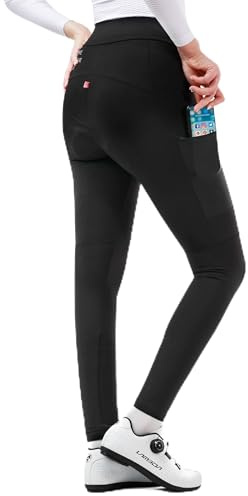 INBIKE Pantaloni Ciclismo Donna Invernali di Pile Pantaloni Ciclista Donna con Tasche Pantaloni Bici Termici Professionale 3D Gel Imbottito Calzamaglie Sportivi Leggings Aderente,L