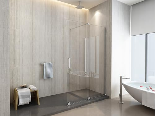 Parete Doccia tipo WALK-IN Scorrevole vetro 8 MM anticalcare reversibile Telaio Cromato (126-130 cm)