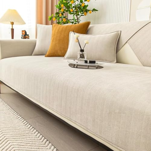 Sofabezug Ecksofa L Form, Couch Überzug U Form, 1 2 3 4 Sitzer Sofa Überzug us Chenille-Stoff mit Fischgrätenmuster, Sofaüberwurf Sofaschoner rutschfest, Pets Dog Sofa Überwurf Sofaschutz