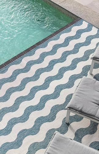 RugVista Mare, In & Outdoor-Teppich, Moderne Teppiche, 160 x 100 cm, Rechteckig, Mittlerer Stapel, Küche, Patio, Nur Handwäsche, UV-beständig, Türkis
