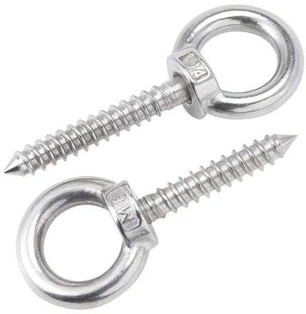 BKEKM ringschrauben M8 Augenschraube, 2 Stück Augenmutter, 304 Edelstahl-Schraube, Augenschraube, Holz-Endring, Ösenhaken, selbstschneidende Silberne Hebeösenmuttern stabil