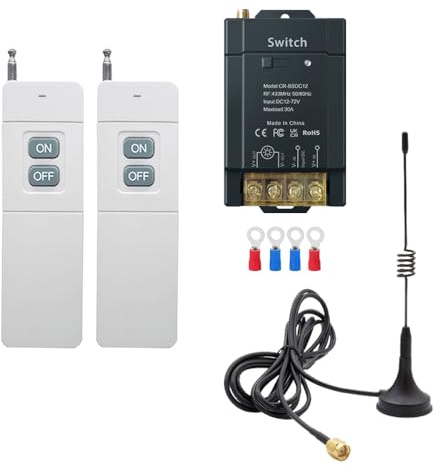 COLOROCK, 12V Funkschalter, DC 40A Relais Fernschalter, Relais Drahtloser Schalter, Kabelloser Lichtschalter, Mit 1500m Lange Range Für Garagentore Motorräder Autos Pumps