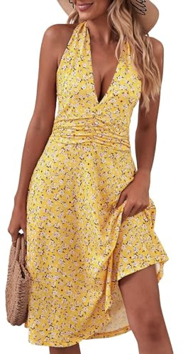 Robe De Soirée Longue Asymétrique Femme Elegante - Cocktail, Bohème Chic pour Mariage - Noire, Jaune - XXL