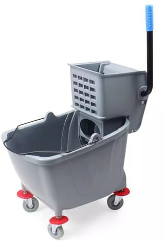 TT-YEC Cubo De Limpieza Comercial 36L, Cubo De Fregona Compacto con Arrugador De Rueda De Prensa Lateral con 4 Ruedas Extraíbles, Limpieza Comercial De Suelo para Trabajo Pesado