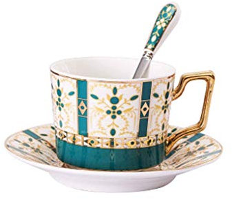 sjdoPulse Moda 200 Ml Tazza di caffè in Ceramica Stile Nordico con Piattino Cucchiaio Set Tazze di tè Pomeridiano in Porcellana Suite Colazione Tazza di Latte