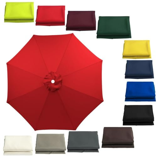 IMUNKT Sonnenschirm Ersatz-Bezug 270 300 200cm, Gartenschirm Ersatz Bespannung, Terrassenschirm Ersatztuch Für 6 Streben/8 Streben, Wasserdicht, Anti-Ultraviolett(Red,8ribs-300cm(10ft))