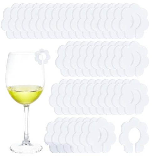 FINGERINSPIRE 48Pcs Marqueur de Verre à Vin en Acrylique en Forme de Marguerite 34mm Breloques Blanches en Forme de Fleur pour Verre à Vin Étiquettes Vierges pour Décoration de Fête et de Boisson