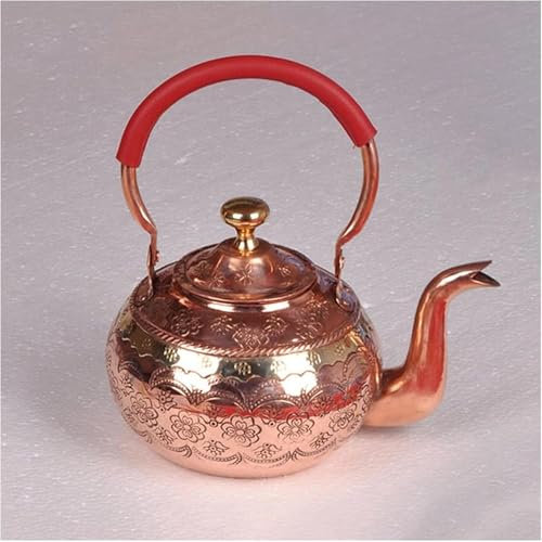 Handmade Chinese Style Red Copper Tea Kettle with Tea Drain for Electric Ceramic Stove 1000ML