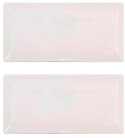 Acan Tradineur - Pack de 2 bandejas rectangulares de cerámica, elegantes, vajilla de cocina, aptas para lavavajillas (Color marfil - 30 x 15 cm)