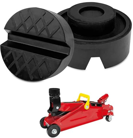 Legpador Wagenheber mit Gummiauflage 2 Stück - Universal Hebebühne, Rillen | Flaschenheber, Gummipuffer, Stempelwagenheber, Power Pad Schwarz