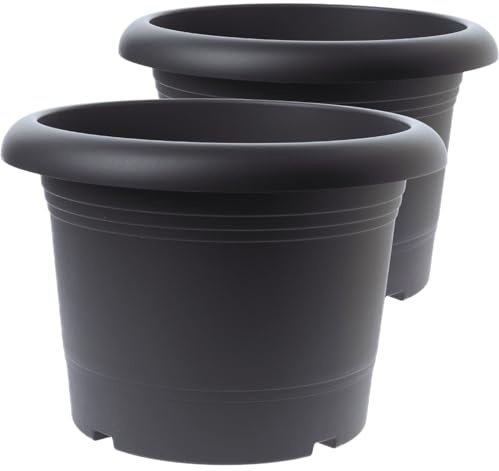 SUSTANIA 2er Set Premium-Pflanzgefäße in Anthrazit: 50cm Qualitäts-Kübel. Blumenkübel Deutsche Fertigung für Jede Wetterlage!