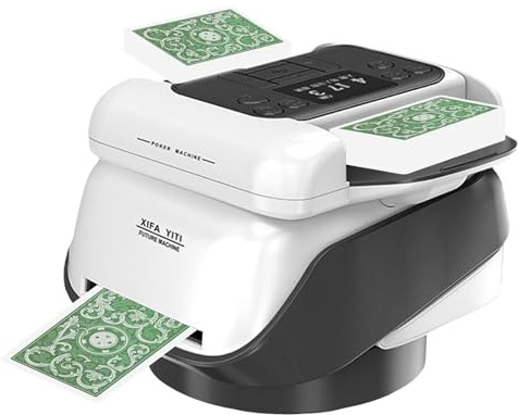 Automatische Kartenmischer und Kartensender, Kartenmischmaschine Elektrische für Alle Kartenspiele, 360 Grad Drehen Kartenmischer Kartenmischgerät für 1-8 Spieler für UNO, Blackjack, Texas Hold'em